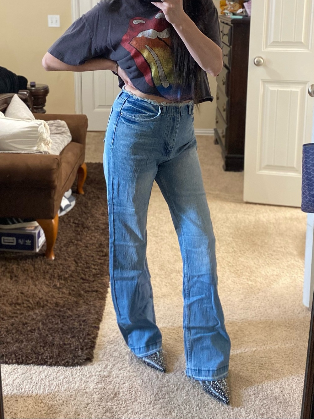Fashion Nova Frayed Waist Straight Leg Jeans 5